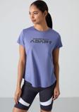 Eflatun Polyester Nefes Alan Dokulu İnce Esnek Standart Fit Performans Kadın T-Shirt - 97283