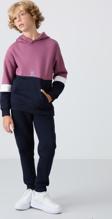 Soft Vişne-Lacivert Pamuklu Kalın İçi Tüylü Yumuşak Dokulu Standart Fit Nakışlı Erkek Çocuk Eşofman 