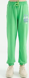 Neon Yeşil Yazı Nakışlı Standart Kalıp Jogger Kız Çocuk Eşofman Alt - 75120