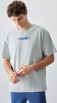 Taş %100 Pamuk Kalın Yumuşak Dokulu Oversize Fit Baskılı Erkek T-Shirt - 88356