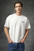 Ekru Pamuklu Kalın Yumuşak Dokulu Oversize Fit Baskılı Erkek T-Shirt - 88375