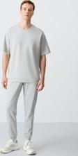Taş Pamuklu Kalın Yumuşak Dokulu Oversize  Fit Basic Erkek Eşofman Takım - 85261