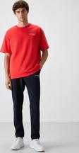 Fiesta - Lacivert Pamuklu Kalın Yumuşak Dokulu Oversize Fit Nakışlı Erkek Eşofman Takım - 85252