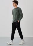 Çağla - Siyah Casual O Yaka Lastik Paça Pamuklu Erkek Oversize Eşofman Takımı - 85120