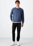 Petrol - Siyah Casual O Yaka Lastik Paça Pamuklu Erkek Oversize Eşofman Takımı - 85120