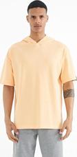 Kavun Içi Kapüşonlu Kol Etiket Detaylı Oversize Erkek T-shirt - 88179