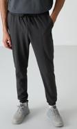 Antrasıt Melanj Pamuklu Yumuşak Dokulu Comfort Fit Nakışlı Erkek Jogger - 82123