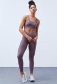 Gül Kurusu Yüksek Bel Toparlayıcılı Sırt Detaylı Slim Fit Büstiyer Kadın Tayt Takım - 95281