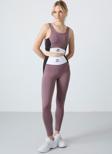 Gül Kurusu Polyester Esnek Standart Fit Performans Kadın Tayt Takım - 95334