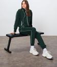 Çam Yeşili Kompakt Pamuklu Kalın Pürüzsüz Dokulu Dik Yaka Oversize Fit Kadın Eşofman Takım - 95340