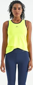 Neon Sarı Logo Baskılı Biye Şeritli Standart Kalıp Kadın Spor Atlet - 97255