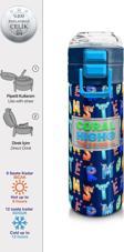 Coral High Kids Lacivert Neon Sarı Desenli Pipetli ve Direkt İçim Çelik Termos 500 ml 31935