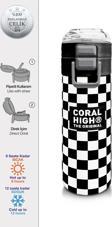 Coral High Kids Siyah Beyaz Dama Desenli Pipetli ve Direkt İçim Çelik Termos 500 ml 31877
