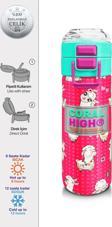 Coral High Kids Neon Mercan SuYeşili Alpaka Desenli Pipetli ve Direkt İçim Çelik Termos 500 ml 31914