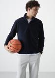 Lacivert Yarım Fermuarlı Sweatshirt Slim Fit Dik Yaka Erkek Polar - 87891