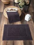 Sevim 2'Li Ayak İzli Ayak Havlusu Seti - %100 Pamuk Havlu Takımı - Yüksek Su Emici - 50X70Cm - Antrasit