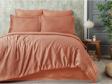 Sevim Tivoli %100 Pamuk Jakarlı & Saten Çift Kişilik Nevresim Takımı - Kayısı Rengi - 200X220 Cm