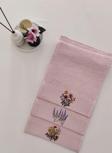 Sevim 3'Lü Baskılı Mutfak & Misafir Havlu Takımı - Pembe El Havlusu Seti - 30X50 Cm - Lavanta
