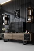 Modatte Black Line Demir Ayaklı Ceviz Tv Ünitesi Tv Sehpası