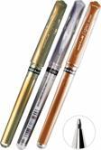 Altın Sarı Gümüş Gri ve Bakır Yaldız İmza Kalemi 3 Adet Uniball Signo 1.0 mm Roller Pilot Kalem Um-153 Davetiye Kalemi 