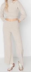Moda Triko Düz Balıkçı Yaka Casual Günlük Crop Basic Balıkçı Yaka Triko Alt-Üst Takım