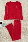 Tarz Rahat Büyük Beden Uzun Kollu Boru Paça Fitilli Baskılı Örme Pijama Takımı