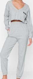 Tarz Rahat Uzun Kollu Boru Paça Fitilli Pamuklu Nakışlı Örme Pijama Takımı