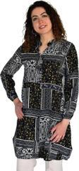 Kadın Uzun Pano Baskılı Desen Viscon Bluz BGL-ST04295
