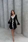 Lesa Wear Yumuşacık Fırfır Detaylı Likralı Kruvaze Mini Gece Elbisesi