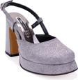 Dagoster DZA07-337560 Platin Simli  Platform Topuklu Kadın Ayakkabı