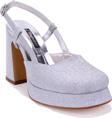 Dagoster DZA07-337560 Gümüş Simli  Platform Topuklu Kadın Ayakkabı