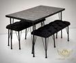 By Hakan Aşkın Metal Ayaklı 70X120Cm Black Luxury Table & Bench Series 2024