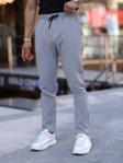 Slim Fit Bağcıklı, Beli Lastikli Düz Paça, Dokulu Erkek Jogger Pantolon 