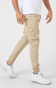 Kargo Cepli, Fermuarlı Paça Lastikli Esnek Kumaş Slim Fit  Gabardin Erkek Kargo Pantolon