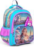 Coral High Kids Turkuaz Pembe Anime Kız Desenli Üç Bölmeli Okul Sırt Çantası 14420