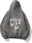 The Champ Clothing Kapüşonlu Içi Polar Problems Yazılı Heykel Baskılı Füme Unisex Hoodie Sweatshirt