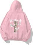 The Champ Clothing Kapüşonlu Içi Polar Problems Yazılı Heykel Baskılı Pembe Unisex Hoodie Sweatshirt