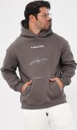 The Champ Clothing Kapüşonlu Içi Polar Mm75 Baskılı Füme Oversize Hoodie Sweatshirt