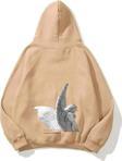 The Champ Clothing Kapüşonlu Içi Polar Art Work Heykel Baskılı Bej Unisex Hoodie Sweatshirt