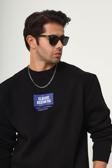 The Champ Clothing Bisiklet Yaka İçi Polar Classic Atlethic Yazı Baskılı Siyah Oversize Sweatshirt