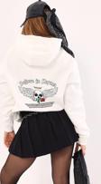 The Champ Clothing Kapüşonlu İçi Polar Believe İn Karma Baskılı Beyaz Unisex Hoodie Sweatshirt