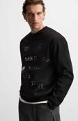 The Champ Clothing Bisiklet Yaka Içi Polar Life Story Yazı Baskılı Siyah Oversize Sweatshirt