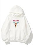 The Champ Clothing Kapüşonlu Içi Polar Nirvana Angel Baskılı Beyaz Unisex Hoodie Sweatshirt