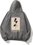 The Champ Clothing Kapüşonlu Içi Polar Black Rose Baskılı Füme Unisex Hoodie Sweatshirt