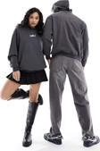 The Champ Clothing Kapüşonlu Içi Polar Shark Baskılı Füme Oversize Hoodie Sweatshirt