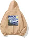The Champ Clothing Kapüşonlu Içi Polar Vincent Van Gogh Baskılı Bej Unisex Hoodie Sweatshirt