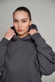 The Champ Clothing Kapüşonlu Içi Polar Füme Unisex Oversize Hoodie Sweatshirt