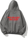 The Champ Clothing Kapüşonlu Içi Polar No Heart No Art Baskılı Füme Unisex Hoodie Sweatshirt