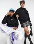 The Champ Clothing Kapüşonlu Içi Polar Shark Baskılı Siyah Oversize Hoodie Sweatshirt