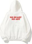 The Champ Clothing Kapüşonlu Içi Polar No Heart No Art Baskılı Beyaz Unisex Hoodie Sweatshirt